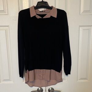 Adrianna Papell Black and Pink Polka Dot Top